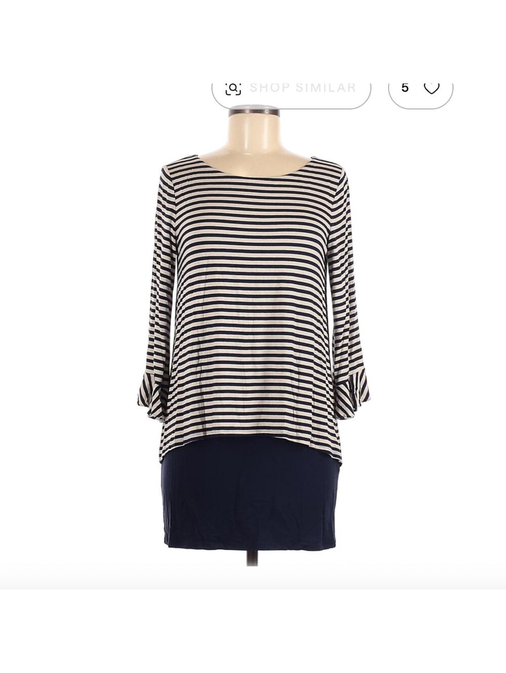 White House Black Market Striped 3/4 Sleeve Top Size M